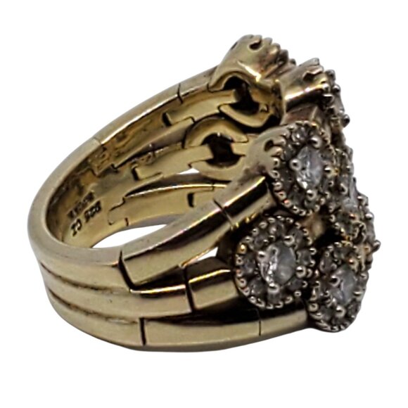 Sonia Bitton Sterling Silver Gold Tone CZ Flower Flex Ring Size 8 #22643 - Picture 6 of 9